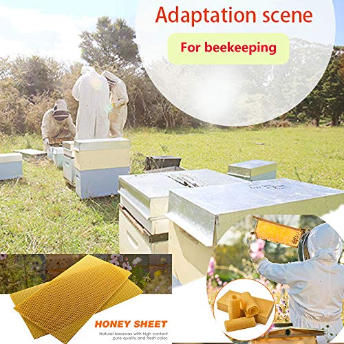 Varybeaty Natural Beeswax Foundation Sheets for Beehives - 30 Pack Pure Honeycomb Wax Frames for Bee Keeping, Candle Making & Crafts - 16.34" x 7.68" with Protective Paper Separators