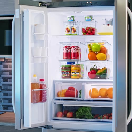 Sorbus 8-Pack Small Clear Plastic Storage Bins – Organizers for Kitchen, Pantry, Fridge, Cabinet & Refrigerator - size: Small, style: 8 Pack