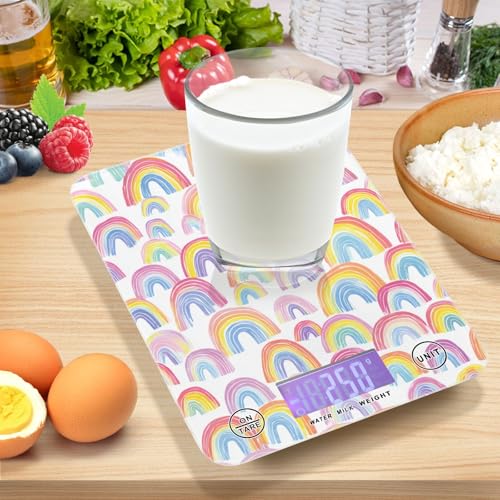 Food Scale Kitchen Scale for Baking Cooking Digital Food Weighing Measuring Scale Small Waterproof Electric Food Scale Gradient Cute Rainbows - color: Gradient Cute Rainbows