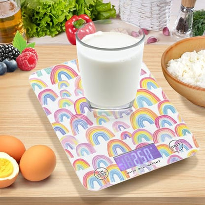 Food Scale Kitchen Scale for Baking Cooking Digital Food Weighing Measuring Scale Small Waterproof Electric Food Scale Gradient Cute Rainbows - color: Gradient Cute Rainbows