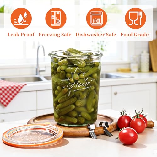 27 oz Glass Canning Jars, 4 Pack Wide Mouth Airtight Sourdough Starter & Fermentation Jars with Clamp Lids, 800ml for Pickles, Yogurt & Pantry Storage