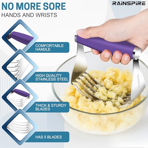 Rainspire XL Pastry Cutter For Baking, Heavy Duty Pastry Blender Stainless Steel, Thick Sharp Blades Dough Blender, Dough Cutter Butter Cutter Pastry for Easy Mixing, Dishwasher Safe, Purple - color: Purple