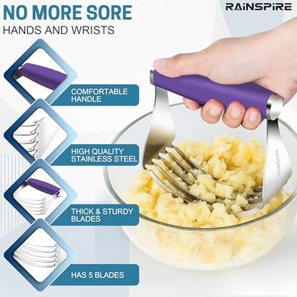 Rainspire XL Pastry Cutter For Baking, Heavy Duty Pastry Blender Stainless Steel, Thick Sharp Blades Dough Blender, Dough Cutter Butter Cutter Pastry for Easy Mixing, Dishwasher Safe, Purple - color: Purple