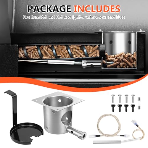 QuliMetal 304 Stainless Steel Fire Burn Pot and D2 Hot Rod Ignitor Kit for Traeger Pro 575 & 780, Ironwood 650 & 885, Silverton 620 & 810 Wood Pellet Grills with D2 Direct Drive and WiFIRE Technology - size: L1 Fire Burn Pot + D2 Hot Rod Ignitor