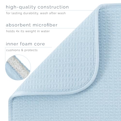 S&T INC. Dish Drying Mat, 16” x 18”, Absorbent Microfiber Kitchen Counter Mat, Dish Drying Pad for Dishes, Utensils, Pots and Pans, Large, Sky Blue - size: 16" x 18"