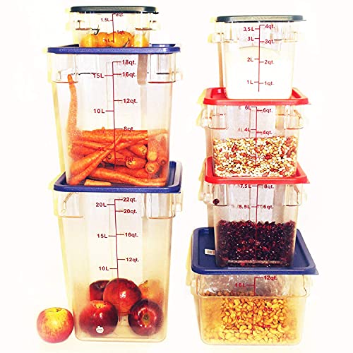 Tiger Chef Food Storage Square Polycarbonate Container Set Containers with Lids Commercial Grade, 2, 4, 6, 8, 12, 18, 22 quart, 14 Piece - style: 14 Piece Set