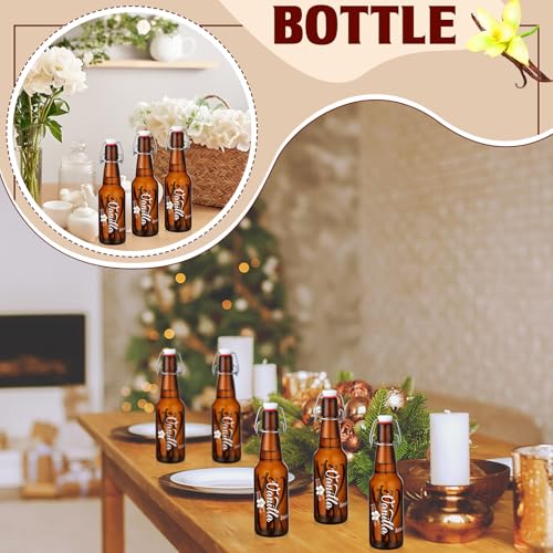 Reallnaive 8 Pcs 12 oz Swing Top Amber Glass Bottles Vanilla Extract Bottles Flip Top Glass for Home Brewing and Fermentation Brew Beverage Sauce Oil Beer Tea