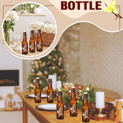 Reallnaive 8 Pcs 12 oz Swing Top Amber Glass Bottles Vanilla Extract Bottles Flip Top Glass for Home Brewing and Fermentation Brew Beverage Sauce Oil Beer Tea