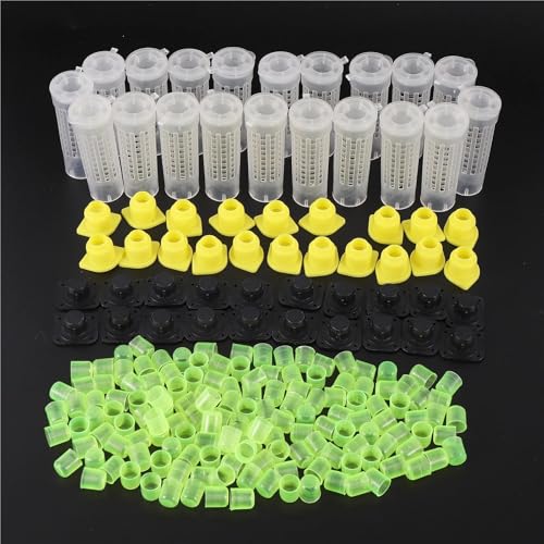Bee Rearing Kit 2 Sets Beekeeping Cages King Queen Rearing System Plastic Bee Catcher Box Cell Cups Complete Kit Apicultura Tools Supplies for Beginners and Bee Keeper
