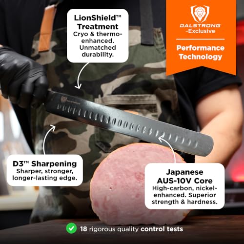 Dalstrong Slicing Carving Knife 12 inch + Boning Knife 6 inch - Shogun Series ELITE - Japanese AUS-10V Super Steel - G10 Handle - Fillet Kitchen Cooking Knife - Sheaths Inlcuded - color: Black, size: 12" Carving Set Boning