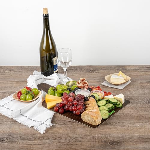 Cater Tek 15.8 x 9.8 Inch Charcuterie Boards, 10 Faux Wood Cheese Boards - WIth Handle, Stackable, Dark Paper Cardboard Charcuterie Boards, Disposable, For Serving At Catered Events - Restaurantware - color: Dark, size: 15 3/4"
