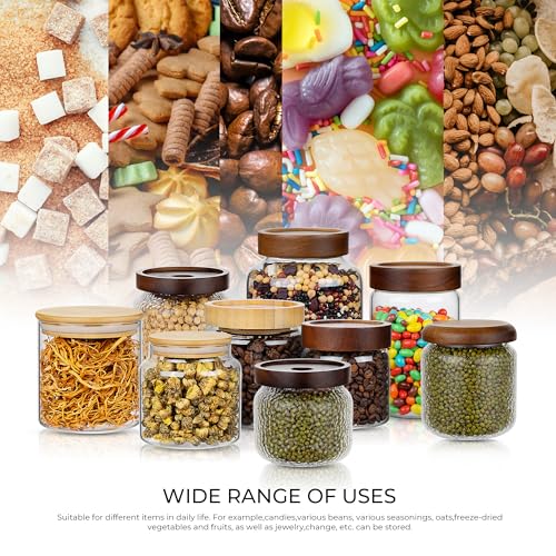 1PC Small Glass Storage Jars with Airtight Lids, 18 fl oz (550ml) Cute Clear Glass Storage container with bamboo Lid, Glass Pantry Canister for Beans, Rice, Sugar, Cookie Coffee and etc - color: N-Clear-1PC-18FL OZ/550ML