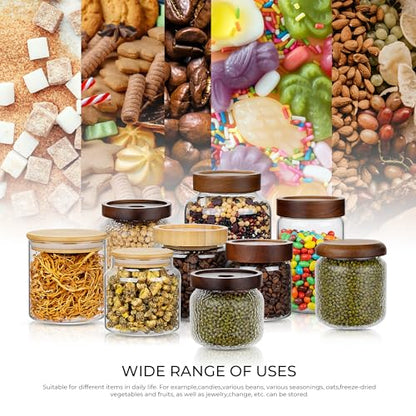1PC Small Glass Storage Jars with Airtight Lids, 18 fl oz (550ml) Cute Clear Glass Storage container with bamboo Lid, Glass Pantry Canister for Beans, Rice, Sugar, Cookie Coffee and etc - color: N-Clear-1PC-18FL OZ/550ML