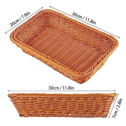 4 PCS 12 Inch Wicker Bread Basket, Woven Serving Basket, Tabletop Food Serving Basket for Restaurant, Bakery, Family Party, Hotel Serving, Fruits, Vegetables and Snacks, Brown, by GNIEMCKIN - size: 4 PCS 12 Inch Brown