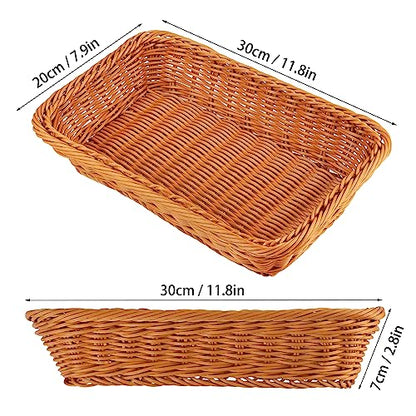 GNIEMCKIN 5-Piece 12-Inch Wicker Bread Basket - Woven Tabletop Food Serving Basket for Restaurant, Bakery, Family Party, Hotel - Brown - size: 5 PCS 12 Inch Brown