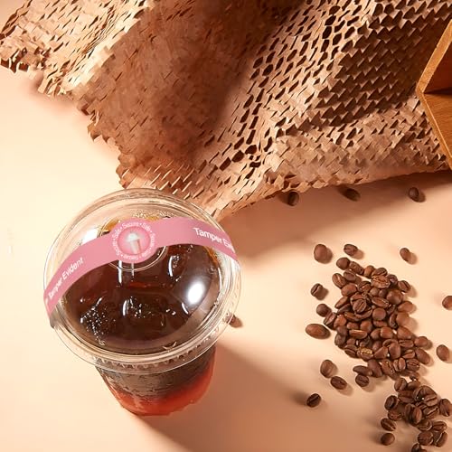 Zonon 600 Pcs Safe Secure Tamper Evident Seals for Drink Lids, Food Delivery Stickers Sealed for Freshness Labels Drink Food Coffee Milk Tea Ice Cream Seal Stickers 600 Pieces Per Roll (Pink) - color: Pink