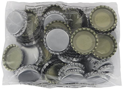 144 Oxygen Absorbing Beer Bottle Caps, 26mm US Standard Size Pry Off Silver Crown Caps for Homebrew, PVC Free Caps for Beer Bottles (Pack of 2)