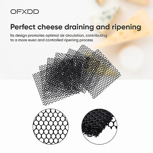 Cheese Drying Mat 5 Pcs - Plastic Cheese Making Mat - Cheese Ripening & Draining Mesh, Black, 7.87x7.87 Inches