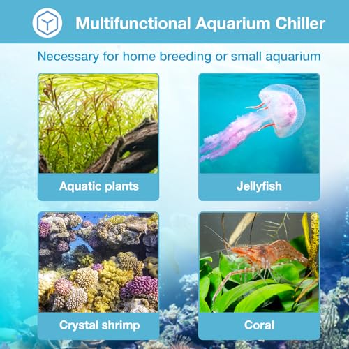 Aquarium Chiller, 79gal 1/3 HP Water Chiller, Hydroponic Cooler Fish Tank Cooling System for Axolotl Coral Reef Shrimp with Water Pump and Pipe for Home Use (79gal/300L, 1/3HP)