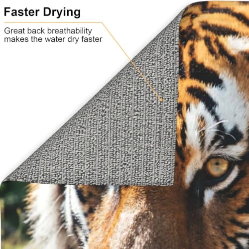 Wild Animal Tiger Dish Drying Mat for Kitchen Counter, Absorbent Microfiber Drainer Mats, Non-slip Kitchen Draining Mat for Coffee Machine Dish Rack Pad 18"x16" Dish Drainer Pad - color: Wild Animal Tiger