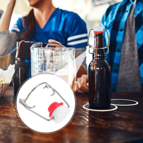 VOSAREA 15pcs Airtight Swing Top Bottle Caps Leakproof Stainless Steel and Silicone Lids for Soda and Beer Bottles Convenient Closure for Freshness