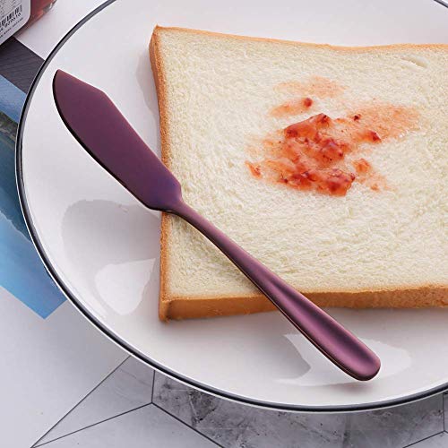 Stainless Steel 18/10 Cheese Desert Knives, Set of 4, Baikai Breakfast Butter Knife, Slicer Sandwich Spreader (Purple) - color: Purple