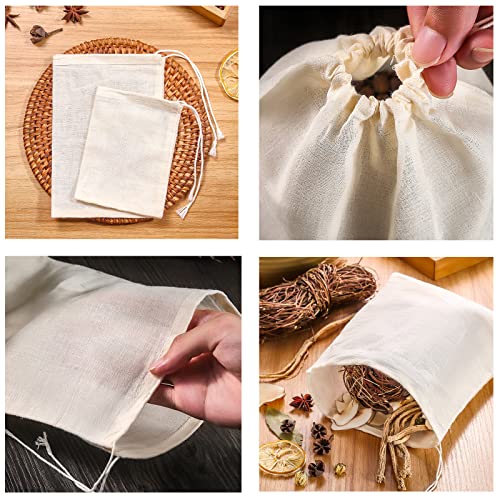 Natural Cotton Drawstring Muslin Bags, 6 x 8 inches, 20 PCS | Reusable, Unbleached Cotton, Cheesecloth, Coffee Tea Brew, Nut Milk Bags - size: 6 x 8 inches