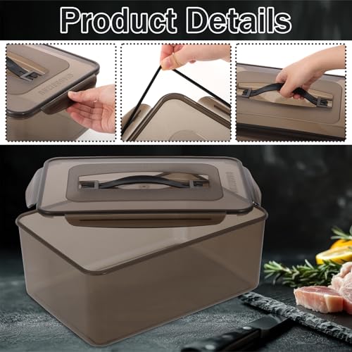 2 PCS Marinating Containers with Lid, 13.2 & 9 Quart Large Capacity Plastic Food Storage Boxes, Dishwasher Safe Meat Saver Tubs for BBQs Prep, Brining Turkey Chicken, Fruit Vegetable Storage