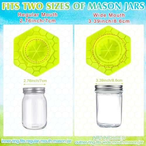 8 Pack Bee Feeder for Mason Jar Bee Watering Station Garden Silicone Sugar Water Feeder Beekeeping Drinking Equipment Tools with Mason Jars for Drinking Water(Yellow,Hexagon) - color: Yellow, style: Hexagon