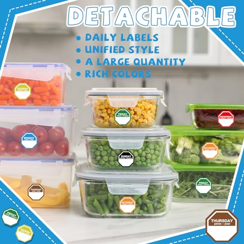 Sayglossy 7000 Pcs Day of Week Label Food Label Monday Through Sunday Management Inventory Sticker Removable Weekly Self Adhesive Date Dot Sticker for Restaurant Kitchen Container (Octagon) - style: Octagon