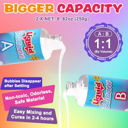 JOICEE Taba Squishy Kit, DIY Squishy Making Kit 18OZ 1:1 AB Liquid Silicone with 6 Molds for Make Your Own Super Soft Squishies Maker Kits Birthday Holiday Gifts Party Favors - style: Taba2