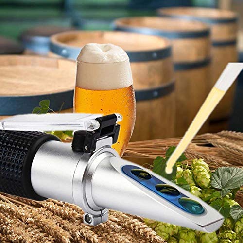 Brix Refractometer with ATC for Beer Wort Wine Fruit Sugar Homebrew Meter Dual Scale Brix 0-32% & Specific Gravity 1.000-1.130 Replace Homebrew Hydrometer