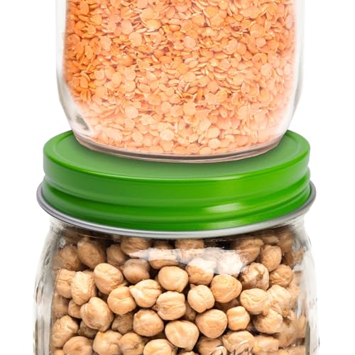 AllSpice Rust-Proof Wide Mouth Aluminum Metal Mason Jar Lids Leak-Proof 12-Pack (Green) - color: Green, size: Wide Mouth