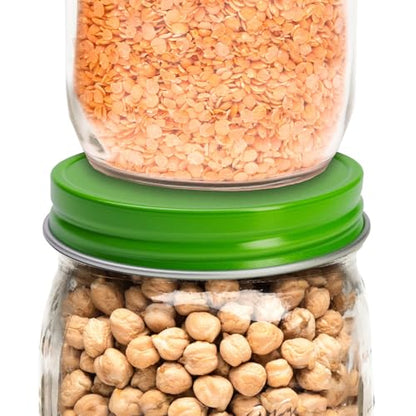 AllSpice Rust-Proof Wide Mouth Aluminum Metal Mason Jar Lids Leak-Proof 12-Pack (Green) - color: Green, size: Wide Mouth