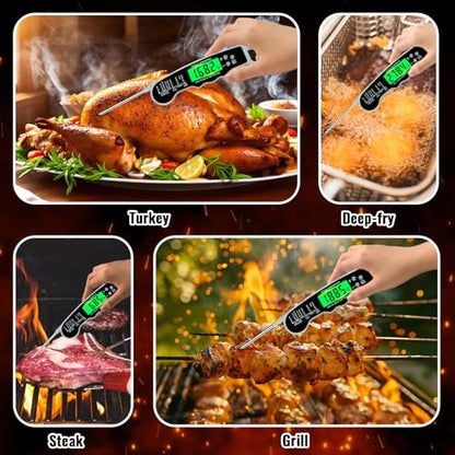 Stocking Stuffers for Men Women Adults: Meat Thermometer Digital, Instant Read Meat Thermometer with Backlight & Magnet for Kitchen, Beef, Grill, Turkey,IP67 Waterproof Cooking Thermometer - color: Grey