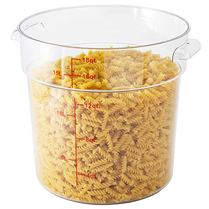 Restaurantware Met Lux 18 Quart Food Storage Containers 10 Round Commercial Storage Containers - Lids Sold Separately With Volume Markers Clear Plastic Food Prep Buckets Space-Saving Storage - size: 18 qt, style: 10 Count