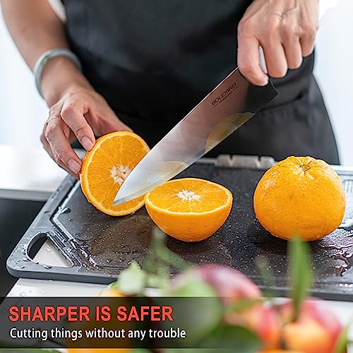 10 inch Japanese High Carbon Stainless Steel Chef Knife, Professional Sharp Wide Cook Knife with Non-slip Ergonomic Handle, for Kitchen Home Restaurant (White) - color: White