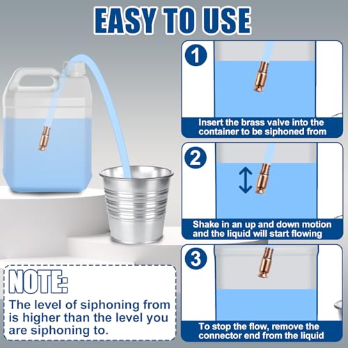 wadoy Siphon Hose Gas/Oil/Water/Fuel Transfer Siphon Hand Pump Self Priming Shaker Hose 6' (2 Pack)
