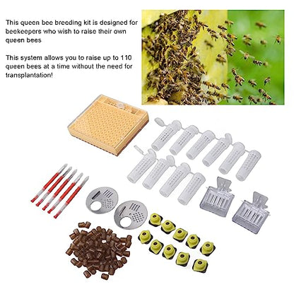 Aramox Queen Bee Rearing Box Plastic Queen Rearing Kit with 110 Cell Cups and 10 Cups Direct Egg Laying System for Beekeepers Breeding Frame Use