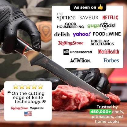Dalstrong Slicing Carving Knife 12 inch + Boning Knife 6 inch - Shogun Series ELITE - Japanese AUS-10V Super Steel - G10 Handle - Fillet Kitchen Cooking Knife - Sheaths Inlcuded - color: Black, size: 12" Carving Set Boning