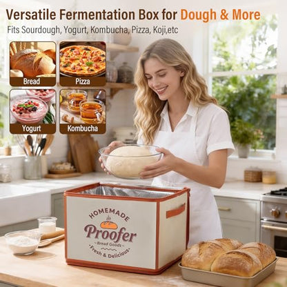 Foldable Bread Proofing Box, JOCXSPI 4-Sided Heating Dough Proofer for Sourdough Starter, 68–131°F Temp Control, 99H Timer, Metal Rack, Water Tray, Humidor for Pizza, Yogurt, Kombucha, Baking (Yellow) - color: Yellow