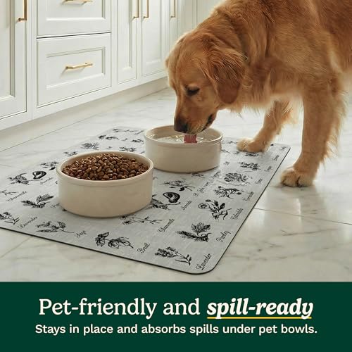 Cuisinart Coffee Mat for Countertop (2 Pack)–Quick-Dry Absorbent Coffee Bar Mat for Espresso Machines & Brew Stations, Also Use as a Dish Drying Mat on Kitchen Counter, Non-Slip, Easy Care, 15” x 20” - color: Herbs