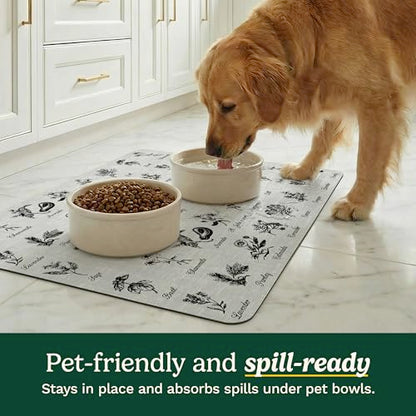Cuisinart Coffee Mat for Countertop (2 Pack)–Quick-Dry Absorbent Coffee Bar Mat for Espresso Machines & Brew Stations, Also Use as a Dish Drying Mat on Kitchen Counter, Non-Slip, Easy Care, 15” x 20” - color: Herbs