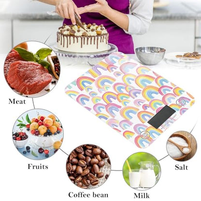 Food Scale Kitchen Scale for Baking Cooking Digital Food Weighing Measuring Scale Small Waterproof Electric Food Scale Gradient Cute Rainbows - color: Gradient Cute Rainbows