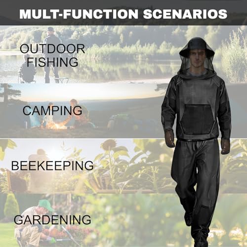Full Body Mosquito Net Suit - Mosquito Mesh Bug Suits Outdoor Protection, Mosquito Proof Clothing for Women Men Fishing - size: Large-X-Large