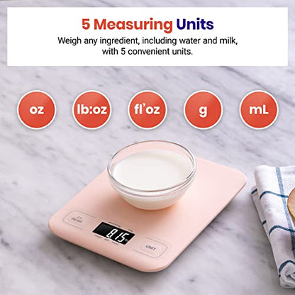 Etekcity Food Kitchen Scale, Digital Grams and Ounces for Weight Loss, Baking, Cooking, Keto and Meal Prep, LCD Display, Medium, Pink - color: Pink