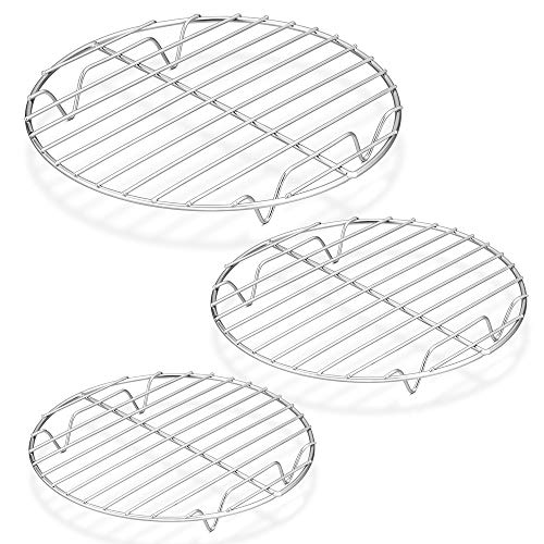 P&P CHEF Round Cooking Rack, Cooling Rack for Steamer, 7.5+9+10.5”, Silver | 3 Pack Stainless Steel Baking Rack for Grilling Roasting, Fits Air Fryer, Canning Pot, Oven & Dishwasher Safe, Non-toxic - color: Silver, size: 10.5 + 9 +7.5 Inch