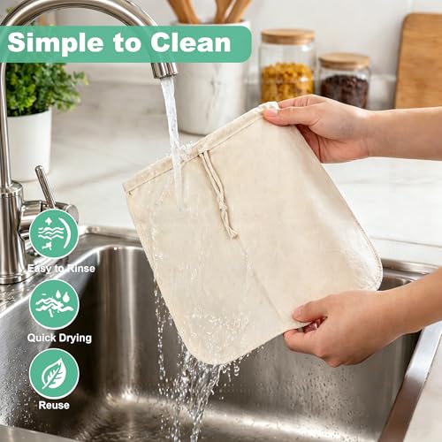 Reusable Nut Milk Bag 14x14in 3 Pack Natural Unbleached Cotton Strainer Bag | Large Cheesecloth Bag for Homemade Nut Milk, Cold Brew, Tea & Fruit Juice - color: 3 Pack