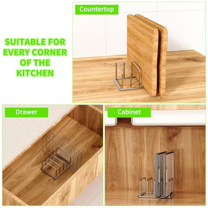 Cutting Board Organizer, 304 Stainless Steel Chopping Board Holder & Pot Pan Lid Rack, Kitchen Shelf Organizer for Bakeware, Cookie Sheets & Trays - size: 1.0 in Slots - 1 Pack