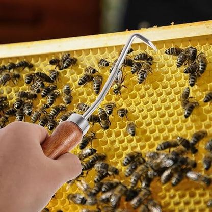 UPKOCH 2pcs Wood Handle Beehive Cleaning Hook Beekeeping Tool Beehive Cleaning Hook Cleaner Bee Tool